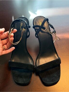 DVF Black Suede Strappy Sandal